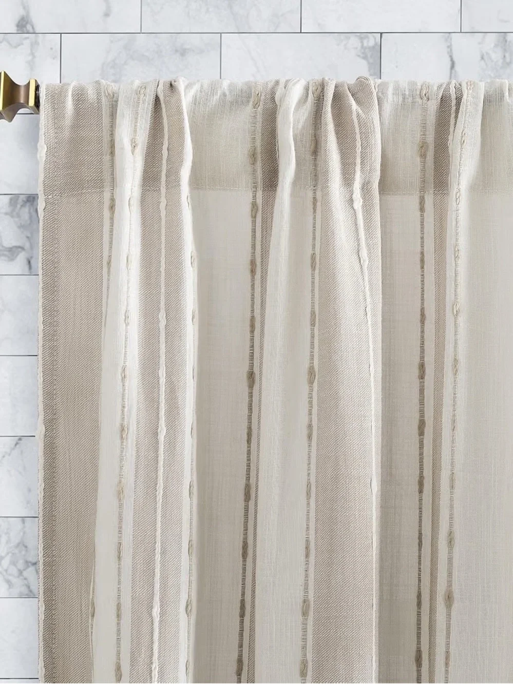New and package tan farmhouse, one tier pair curtain